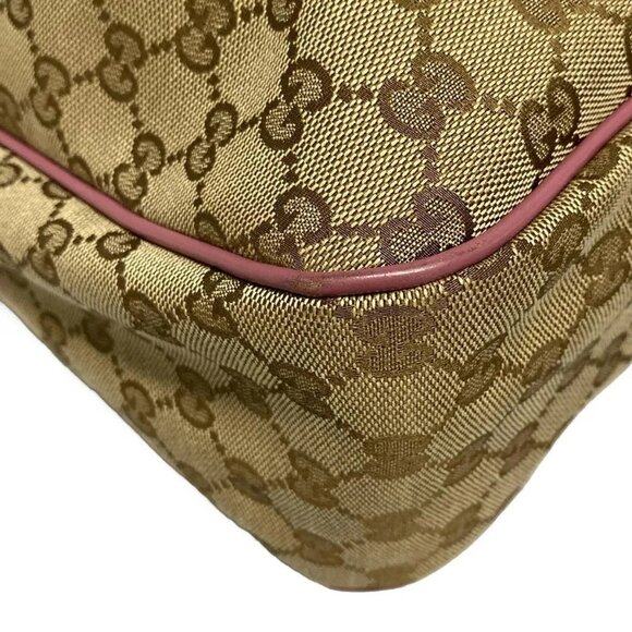 Auth GUCCI Sukey, GG Pattern 296835 Beige Dark Brown Pink Jacquard Leather - Picture 3 of 16